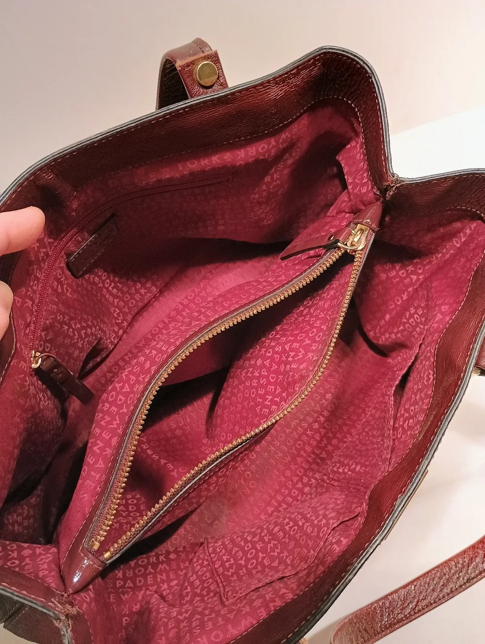 Kate Spade Burgundy Patent Leather Tote with Matching Zip Wallet - Picture 6 of 11